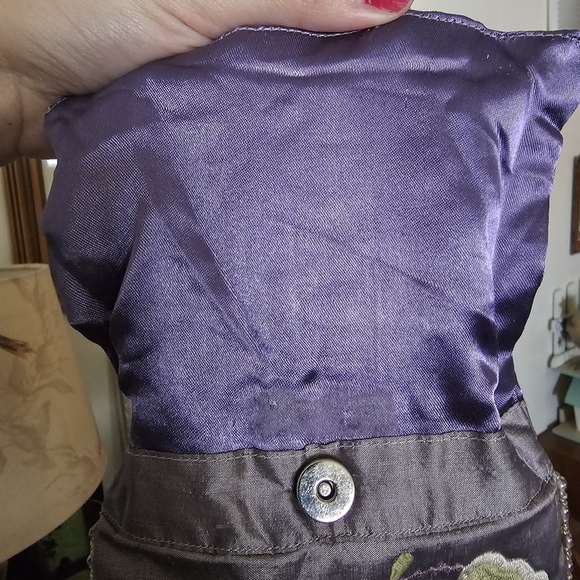 Moyna Purple Floral Embroidered Bag With Beaded Strap, Whimsy, Fairy - Picture 5 of 10